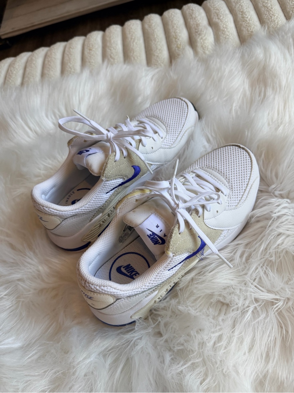 Nike Women’s White Sneakers with Royal Blue Swoosh